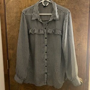 Torrid Size 2 Partially See Through Checkered Rockabilly Button Up